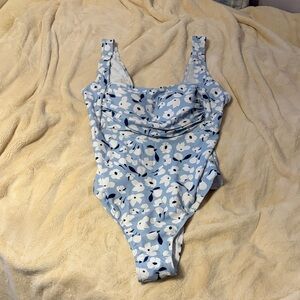 SHEIN Blue Floral One Piece Swimsuit